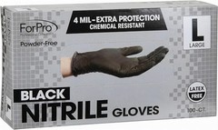 Powder-Free Black Nitrile Gloves, Large Size – 100 Pack, Puncture Resistant