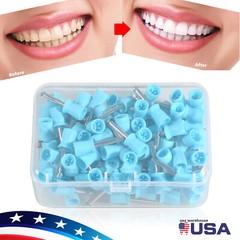 100 pieces Dental Prophy Cup Rubber Polish Polishing Tooth Latch Type Blue sx