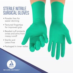 Dynarex Sterile Nitrile Surgical Gloves Size 7.5 Latex Free Comfortable Durable