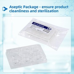 6-Well Polystyrene Cell Culture Plates with Lids, Individual Wrapped Plates, Ste