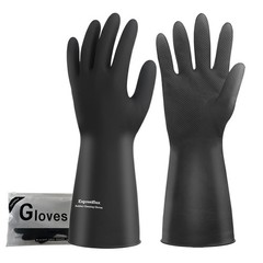 Black Thick Rubber Cleaning Gloves – 2 Pairs of Extra-Large, Reusable, Non-Sl