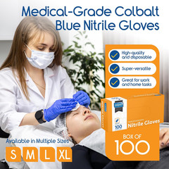 Cobalt Blue Nitrile Disposable Gloves | 4.5 Nitrile Safety Medical Exam Cooking