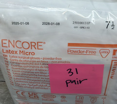 ENCORE Latex MICRO Surgical Gloves Sterile *31 Pair* Size: 7.5 *Exp: 01/28*