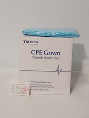 Box of 75: Tronex Healthcare 6033C35 Thumb Hook Style CPE Gown 120x104cm XL Blue