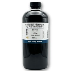 True Colloidal Platinum 200 ppm 500 mL (16.9 Fl Oz) in clear Plastic Bottle