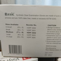 3 BoxesBasic Vinyl Synthetic Exam Gloves Sz Med 100 Gloves Per Box Ambidextrous