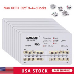 10 Packs Dental Orthodontic Braces Brackets Mini Roth 022″Slot w/ 3 4 5 Hooks