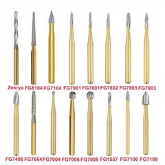 10x Dental Trimming Finishing Polishing Gold Carbide Bur High Speed FG 1.6mm