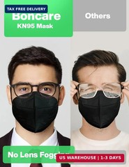 Boncare KN95 Face Mask 30 PCs, 5-Layer Black Face Mask for Men & Women Filter Ef