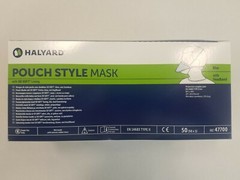 *50-Pieces* Halyard Pouch Style Type II Face Mask With So Soft Lining Blue 47700
