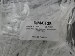 1 Case of 2500 Matrix 300μL Pipet Tips Extended Length Bulk Pack NonSterile 7050