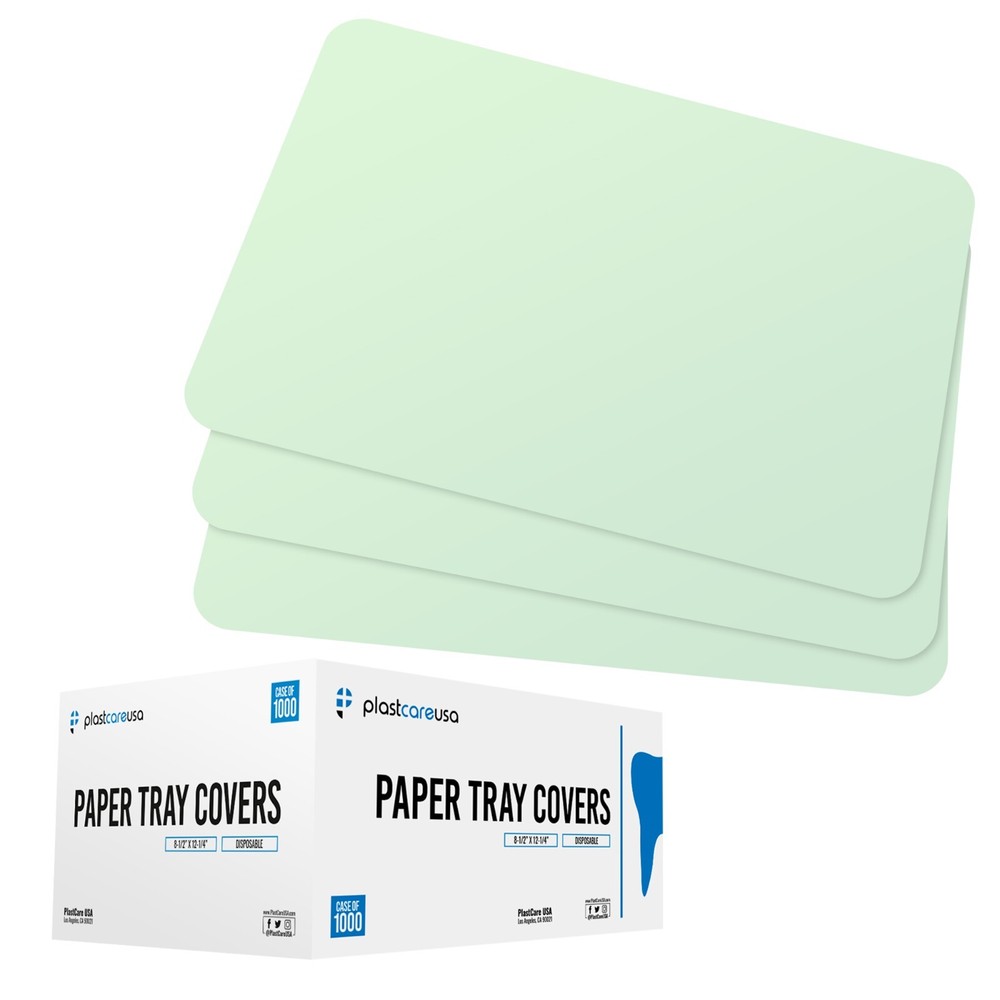 Green Paper Dental Tray Covers for Size “B” Trays 8.25 “x 12.25”, (Case of 1000)