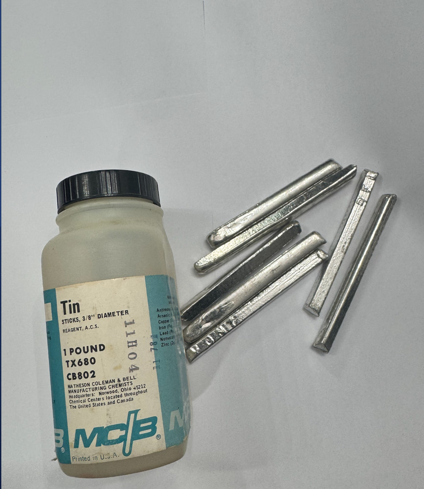 Tin Metal, High Purity, Reagent ACS, Sticks, 1 lb., MCB
