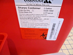 Lot 5 NEW Red Sharps Containers: 1 2-Gallon+ 4 1-Quart/Oakridge & Prevent Brands