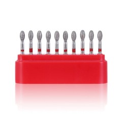 10Pcs/Box AZDENT Dental Diamond Burs FOOTBALL FINE RED Friction Grip 379-023F