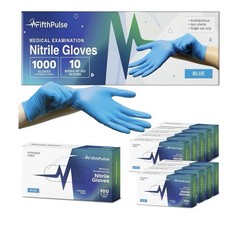 FifthPulse Nitrile Exam Gloves Medium 1000 Count Case 10 Boxes Powder Free Blue