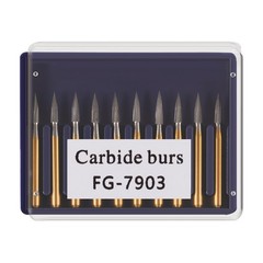 10Pcs Dental Tungsten Carbide Gold Burs Trimming & Finishing Needle Shape FG7903