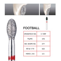 AZDENT Dental Diamond FG Burs Football #379-023F Fine Red 10pc/pack