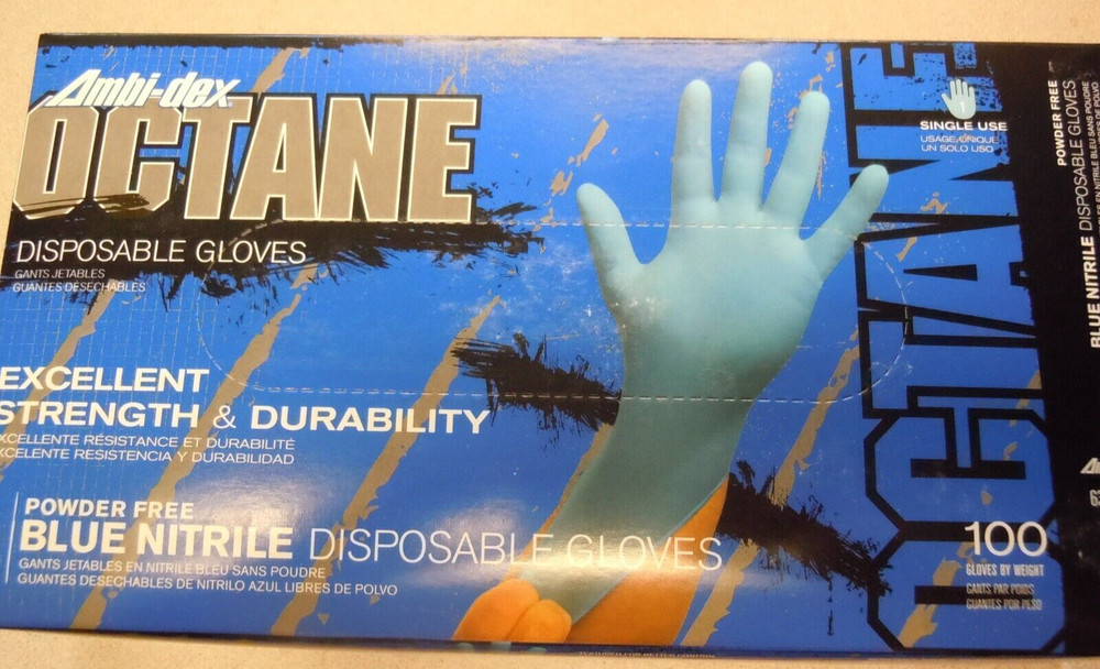 Ambi-dex Octane Blue Large Disposable Gloves – 3 mil 63-233PF/L Case of 10