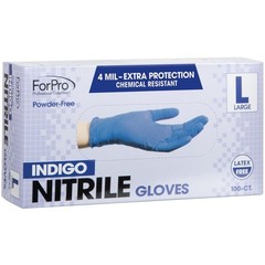 ForPro Disposable Nitrile Gloves, 4 Mil, Indigo, Large, 100~Count