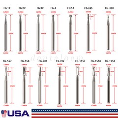 10-100pc Dental Round Carbide Tungsten FG Burs For Surgical High Speed Handpiece