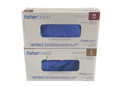 (300) FISHERBRAND Disposable Nitrile Exam Gloves Size XSmall & Small Blue