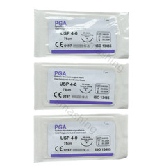 50Pcs Dental Absorbable Oral Surgical Suture Violet PGA 4-0 75cm 3/8 Reverse Cut