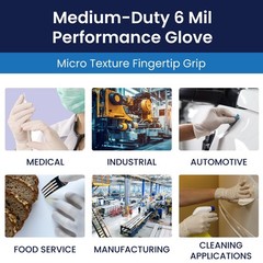 100 Pack Powder Free Latex Exam Gloves 6 Mil Thick Flexible Grip White