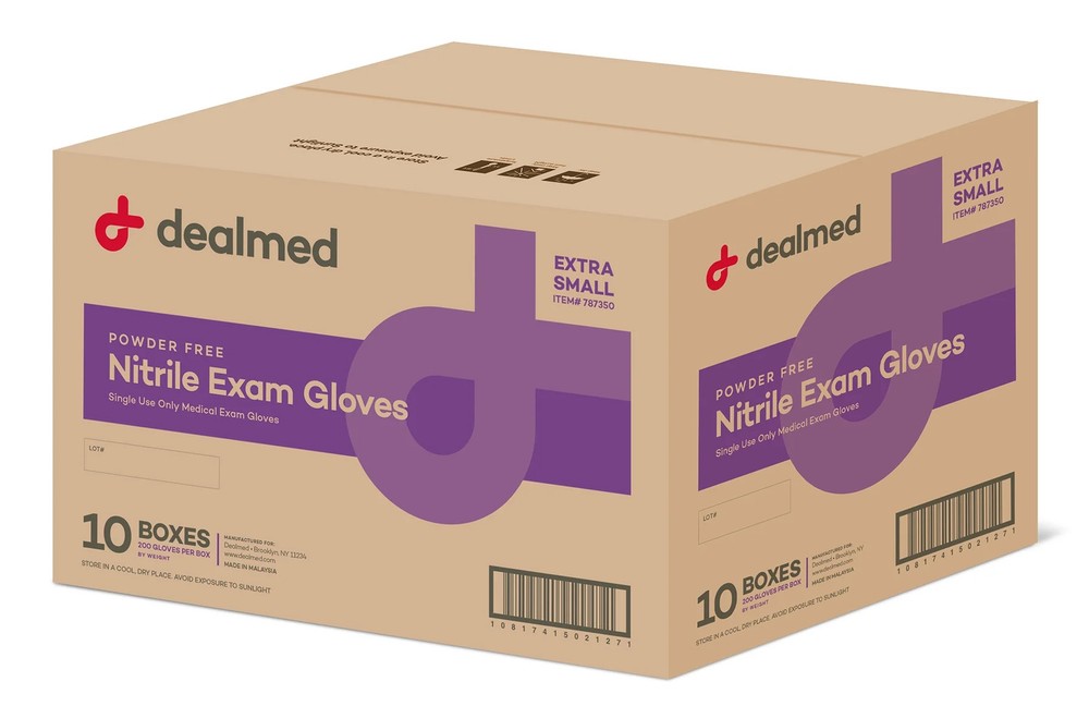 Dealmed Disposable Nitrile Exam Gloves, X-Small (200/Box)
