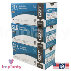 GDT Dental Braided Silk Thread Black Silicone SteriIe Individual Packs
