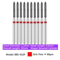 10pc Dental FG Diamond Burs Bevel Cylinder & Gingival Curetage Polishing Burs