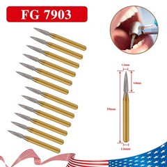 10Pcs Dental Tungsten Carbide Gold Burs Trimming & Finishing Needle Shape FG7903
