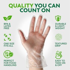 Clear Polyethylene Food Prep Gloves – 600 Count, Ambidextrous & Tear-Resistant