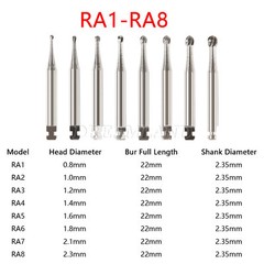 Dental Round Carbide Bur for Slow Speed Latch Type RA 1# -RA 8# Burs 22.5mm