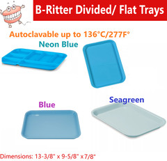DENTAL FLAT TRAY SIZE B (RITTER) Set Up DIVIDED or F MINI, Autoclavable to 275F
