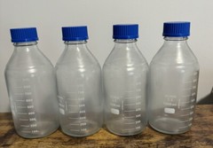4 Pack Wheaton 1000 mL Media Storage Bottle Plastisol Coated GL45 Autoclave Safe