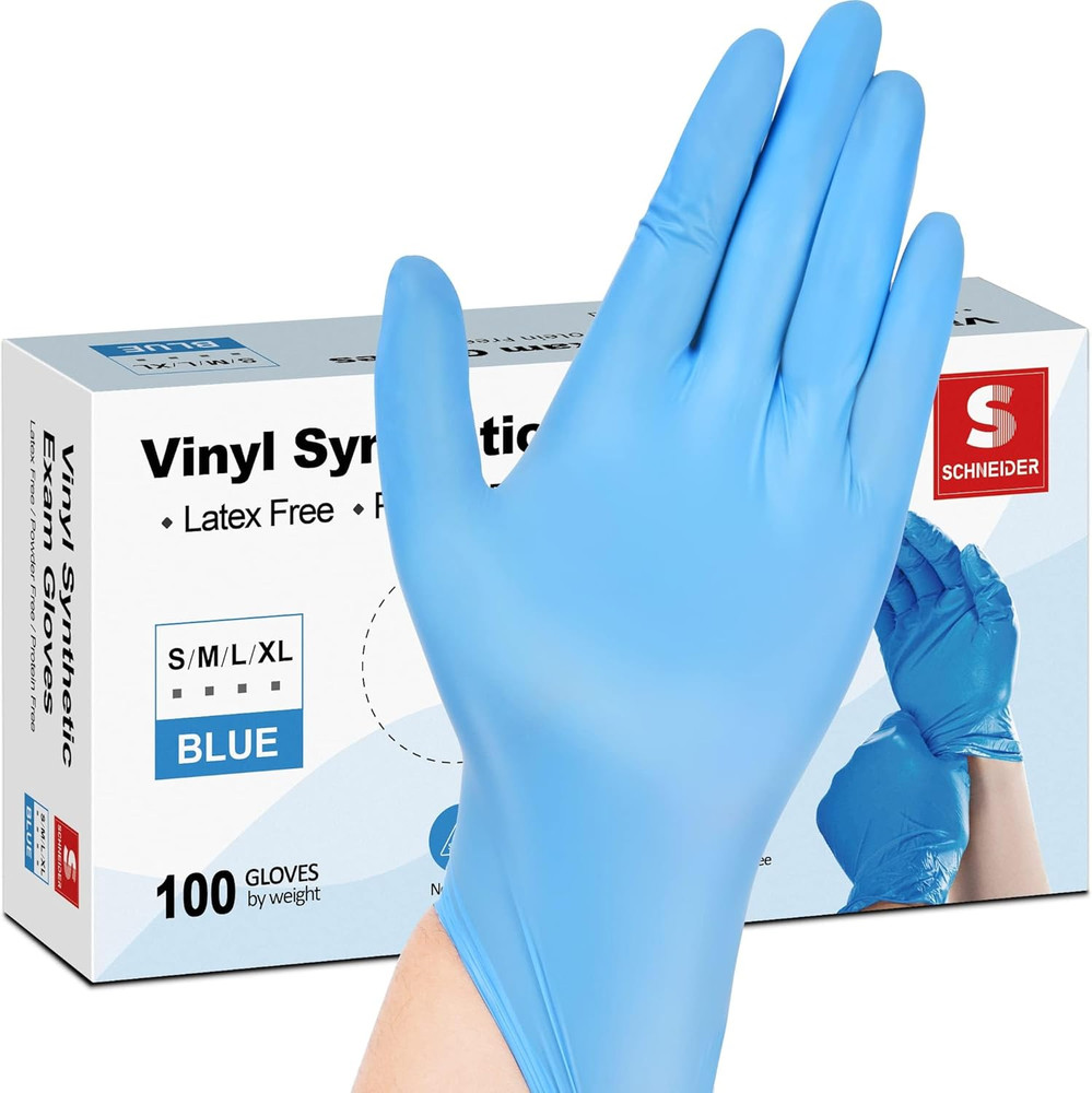 Vinyl Synthetic Exam Gloves, 4 Mil, Latex Free Disposable Gloves for Medical, Co
