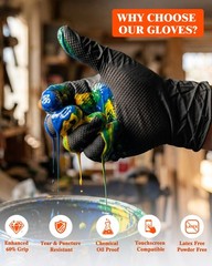 wcy 9mil Heavy Duty Disposable Nitrile Gloves, Black XLarge X-Large, Black-80