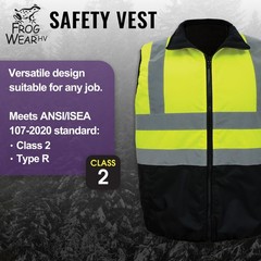 Global Glove High-Visibility Safety Vest Reversible Solid Black Interior