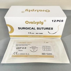 USA 10 Boxes Absorbable Surgical Sutures CHROMIC GUT 4-0 75cm 3/8 Needle 19mm
