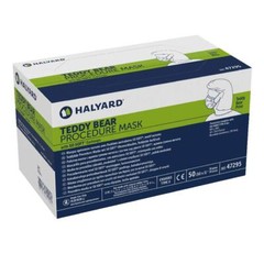 *50-Pieces* Halyard Teddy Bear Print Procedure Face Mask So Soft Earloops 47295