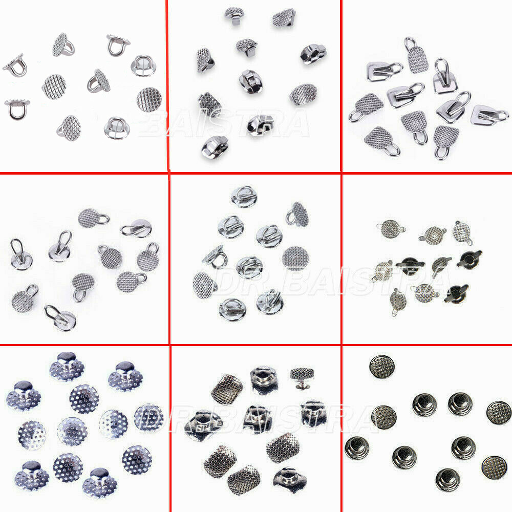 AZDENT Dental Orthodontic Lingual Buttons Bondable Round Rectangular Mesh Base