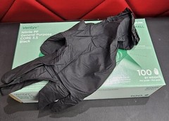 1 CASE VENTYV NITRILE Gloves General Purpose 3.5 Black Barber Salon None Medical