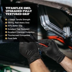 TitanFlex Heavy Duty Black Nitrile Gloves, 6 Mil, Fully Textured, Mechanic Dispo