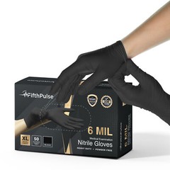 FifthPulse ChemoTested Fentanyl Resistant Nitrile Exam Gloves Black 50 Gloves XL