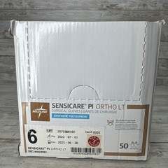 Sensicare Surgical Gloves PI ORTHO LT *1 Box 50 Pair* Sterile Size: 6 *See Date*