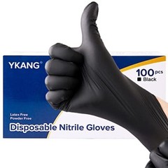 YKANG Disposable Nitrile Gloves,Latex Free Disposable Large (Pack of 100) Black