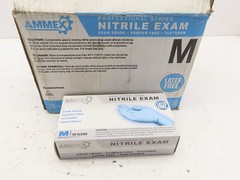 Ammex APFN46100 Exam Blue Nitrile Gloves Sz Medium (Case of 1000)10 boxes of 100