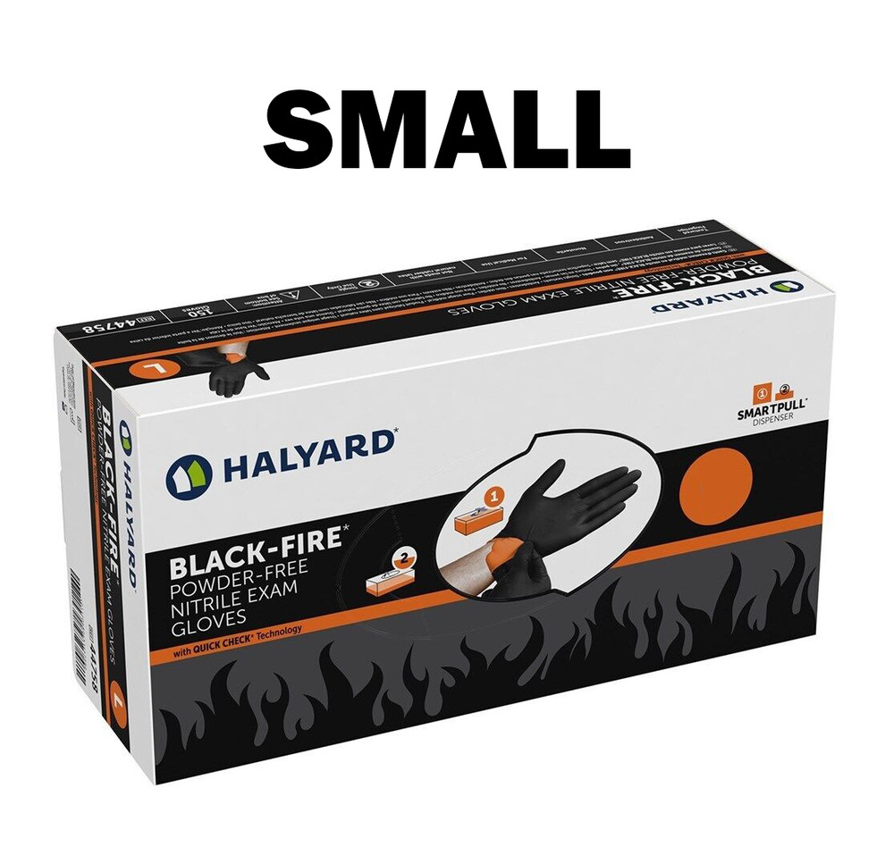 HALYARD Black-FIRE Nitrile Exam Reversible Dual Color Gloves S / M / L – 150CT