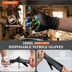 ANBOSON Nitrile Gloves Large Powder-Free Latex-Free for Food Prep 100 Ct